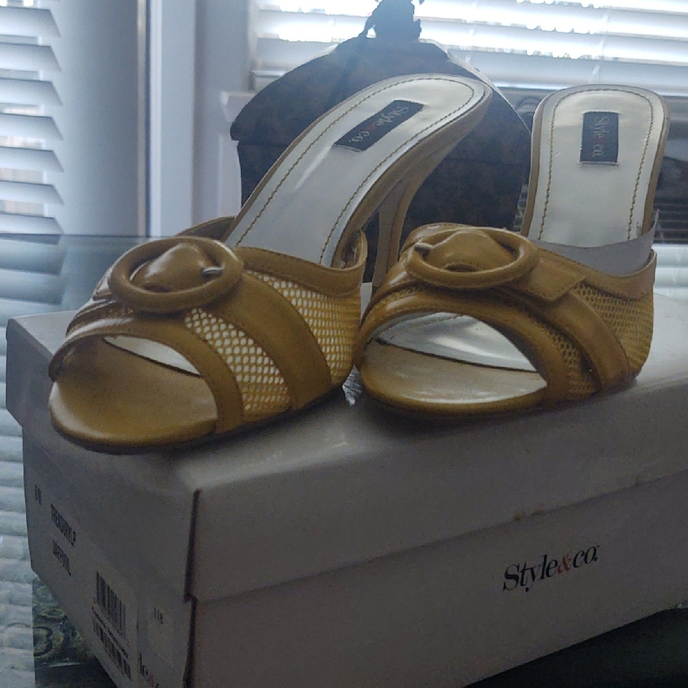 SOLD.  Style & Co.      Women's Yellow Mules